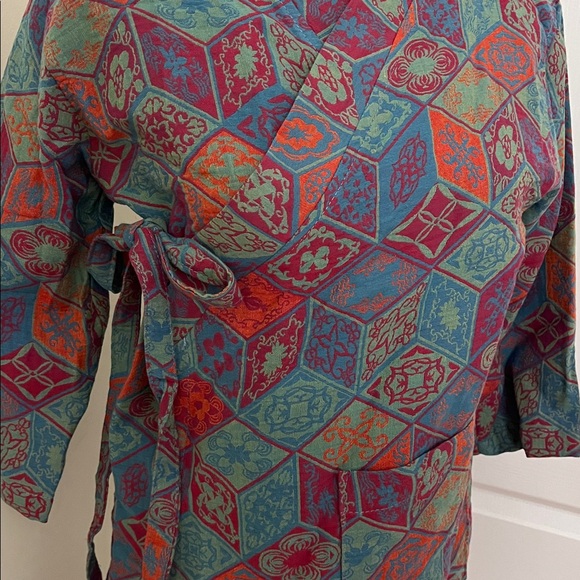 Other - 100% Cotton Multicolor Geometric Kimono Robe